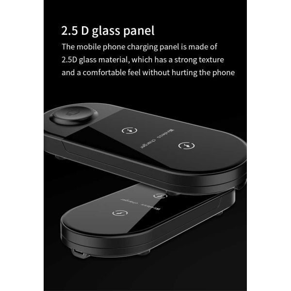 Qi 3 In1 15W 2.5D grass panel Foldable Wireless Charging Stand For 3 Devices