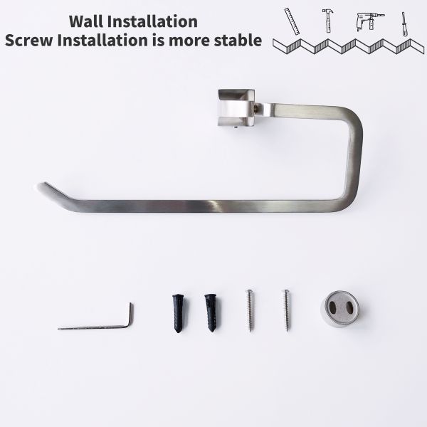 Warm Grey Satin Finish Bathroom Towel Rings Wall Mounted Hand Sus304 Customizable