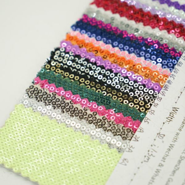 Custom Color Decorative 0.65mm Colorful Sequin Fabric Woven Technics