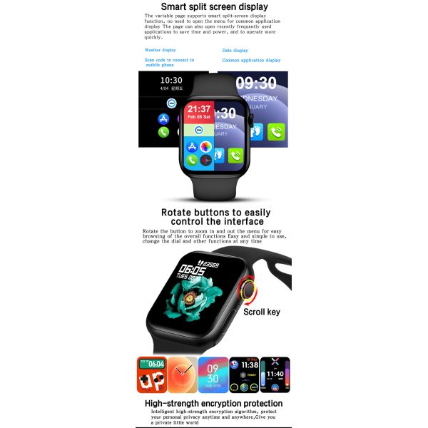 Silica Gel 1.75 Inch Touch Screen Smartwatch 170mAh Rechargeable