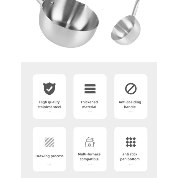 Household Cooking Japanese Sauce Pan Non Stick Stainless Steel Milk Pot