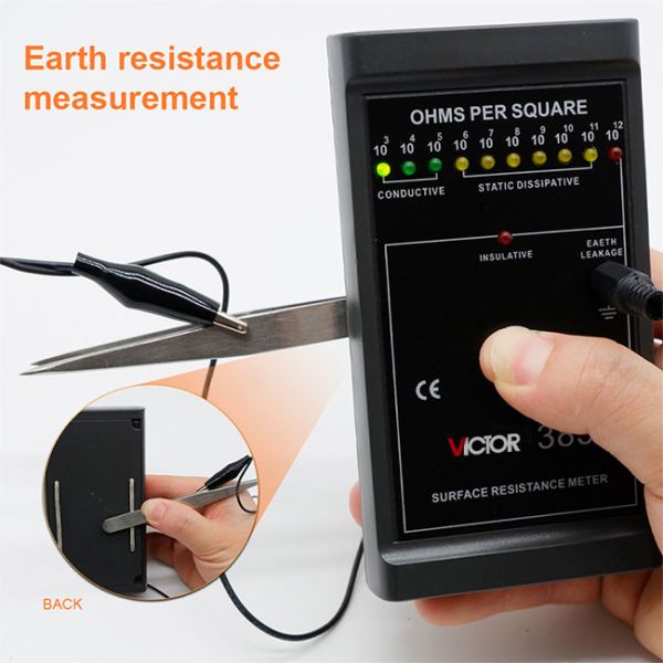 VICTOR 385 Digital Earth Resistance Tester Surface Resistance Meter ASTM Standard