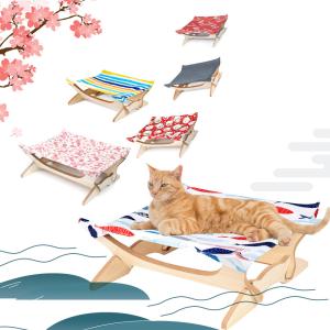China Elevated Cat Beds Cat Hammock Blanket Beds Wooden Detachable Frame Square Hanging Washable Cat Sofa on sale
