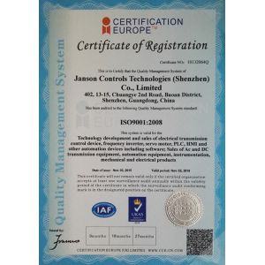 Janson Controls Technologies (Shenzhen) Co.,Limited Certifications