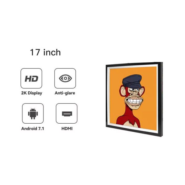 17 Inch Square LCD Display 300nits Wall Mounted Android Windows System 1920x1920
