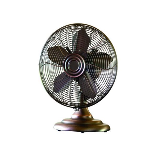 Gray Retro Style 12 Inch Table Fan With Stand Brushed Nickel 3 Speed 120V 45W CE CB