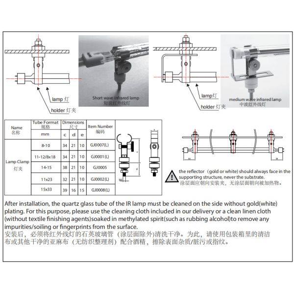 IRP007 Medium Wave Infrared Heating Lamp 415V 2500W for Heidelberg Printing