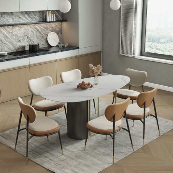 12mm Thick Modern Marble Dining Table Ellipse Shaped Smooth edges