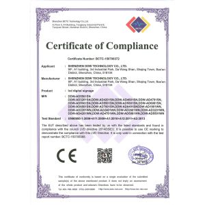 SHENZHEN DDW TECHNOLOGY CO.,LTD Certifications