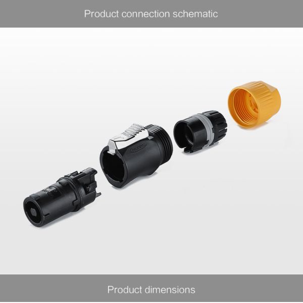 CNLINKO IP68 Waterproof 3 Pin Adapter Connector Plastic Shell Cable Plug Socket M24 3 Pole Wire Connector