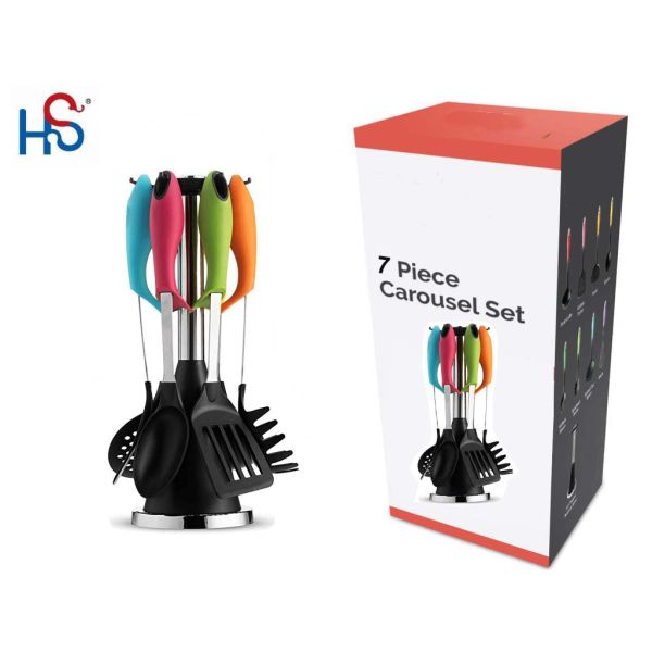 ISO9001/BSCI Certified TPR Handle Silicone Kitchen Utensils Cooking Accessories Tool Set