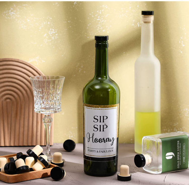 Custom Size Wooden Top Polymer Lid Whisky Bottle Cap Wine Stopper Synthetic Cork