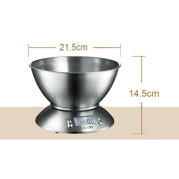 5kg Maximum Weight Recommendation Stainless Steel Electronic Kitchen Scale with Scale Tray Timer and Digital Thermometer