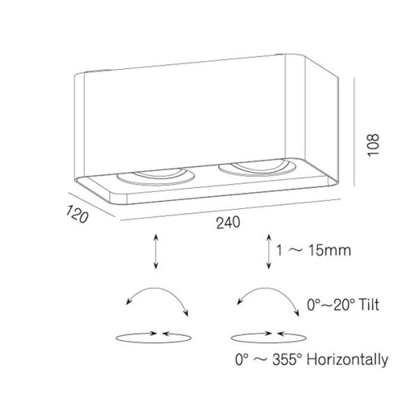 Double Head Square Surface Mount LED Lights for Art Galleries / Shopping Mall 2 * 7 W