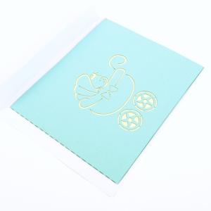 Baby Pram 3D Pop Up Greeting Card With White Envelope CMYK Color Offset Printing