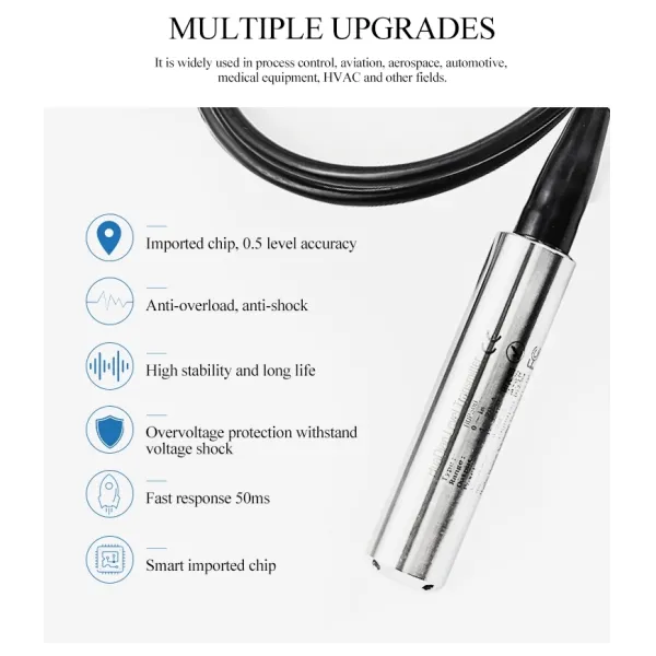 30m Hydrostatic Level Transmitter 4-20mA Electrode Water Level Sensor Probe