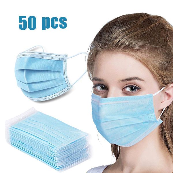 Anti Bacteria Disposable Medical Masks With Elastic Earloop Random Color Blue
