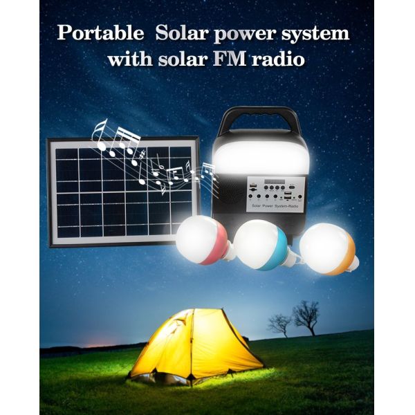 Small Solar Lighting System Outdoor Emergency with Radio Bluetooth Speaker Mobile Power Lamp