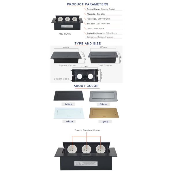 Office furniture hidden pop up desk power mounted socket with EU power