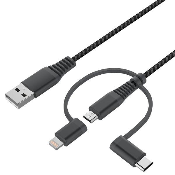 Quality 3m 9ft USB A to Micro Type C Lightning C48 Multi USB Data Cable for sale