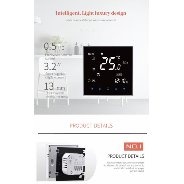 Tuya App Voice Control Smart Wireless Thermostat Timer 3A Floor Heating Wifi Capable Thermostat