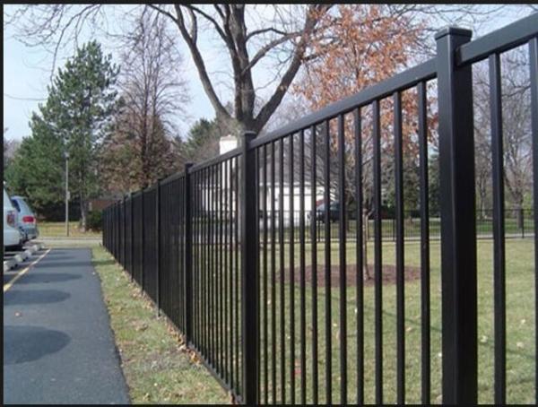 Quality 1.8m H Powder Coated With Black Color Of Steel Tubular Fence For 2 Rails for sale