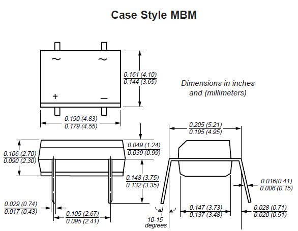 Miniature Glass Passivated Diode Bridge Rectifier MB6M Space Saving On PCB