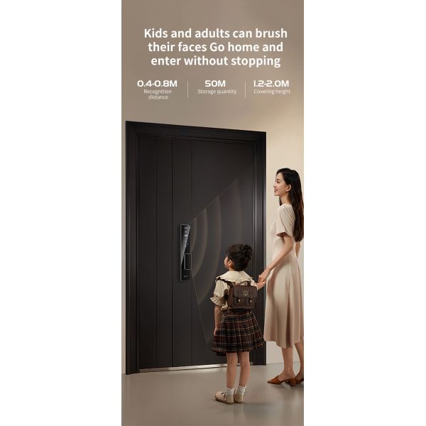 5000Mah Rechargeable Battery Face Door Lock Tuya App With Video Intercom
