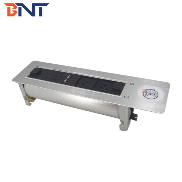 Office conference furniture table top motorised flip up switch socket