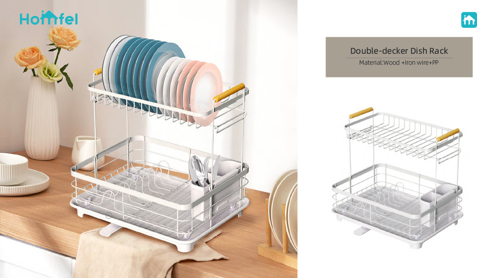 Support Room Space Selection Modern Decorative Metal Table Organizer with Wood Handle