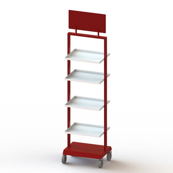 Quality Movable 4 Layer Metal Plate Display Racks With Casters for sale