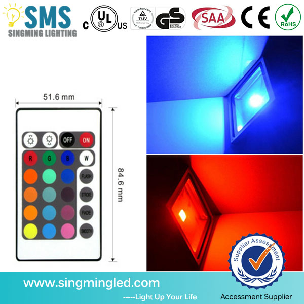 Remote Control RGB LED Flood Outdoor Light IP65 with 3 years warranty CE & RoHS certific