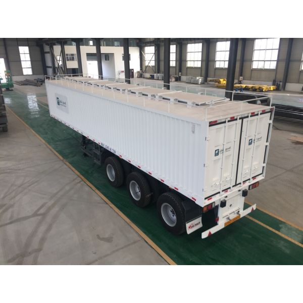 3 Axles Van Truck Flatbed Container Trailer With ABS Brake System