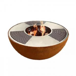 China 120cm Outdoor Metal Fire Pit Bowl Grill Corten Steel Hemisphere Barbecue on sale