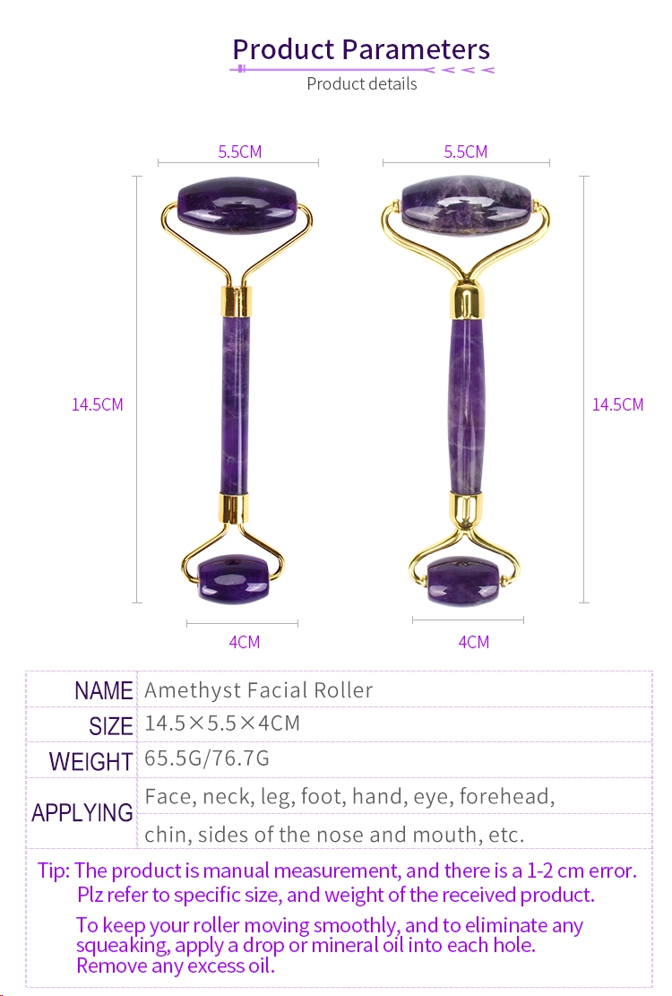 Purple Amethyst Jade Roller Gua Sha Set Tighten Skin