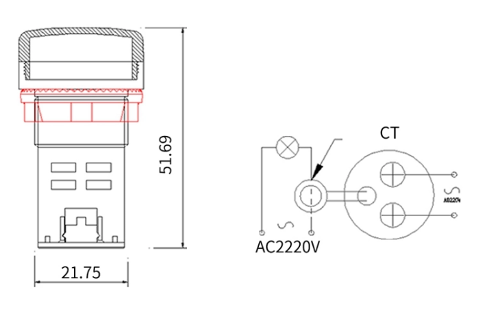 22mm AC 0-100A LED Traid display Multifunctional Indicator Ammeter Voltmeter Digital Frequency Meter Electronic equipments