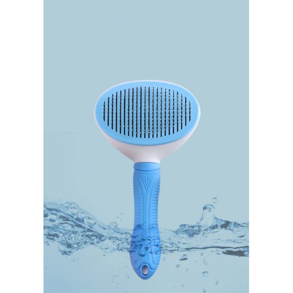 Pet Hair Remover Comb Gray Dog Grooming Brush Self Cleaning Slicker Portable Custom Logo