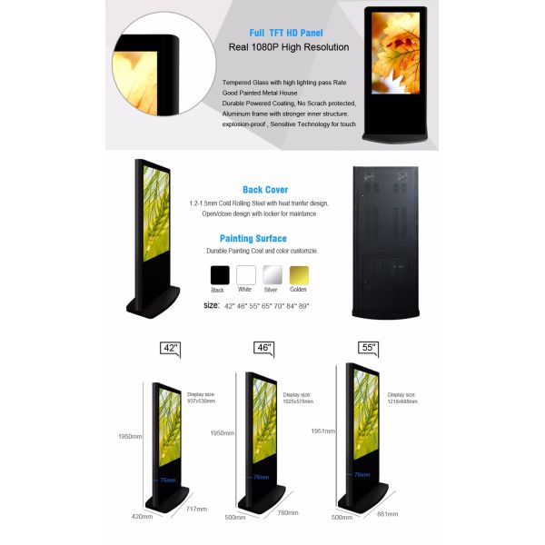 USB Auto Updates Advertising Kiosks Displays , Multimedia Touch Screen Display Stand