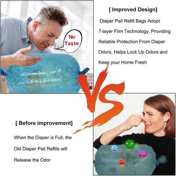 Customized Nappy Bin Refill Cassette Disposable Diaper Bag Refill 4 Pack 8M Length Tommee Tippee Sangenic Refill Bags