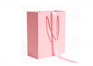 China Custom Logo Romantic Pink Underwear Shopping Paper Bag With Rope Handles on sale