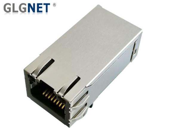 Quality 10 Gigabit Ethernet Rj45 Low Profile Connector Right Angle With LED EMI Tabs for sale