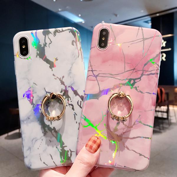 Iphone, Samsung & Huawei laser marble case with iRing, Iphone Xs Max TPU marble case with iRing, Samsung Note 8 case