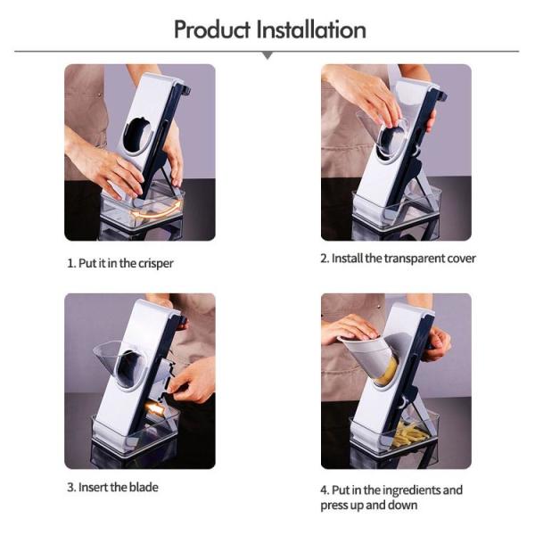 3 Sharp Blades Multifunction Safe Vegetable Cutter Manual