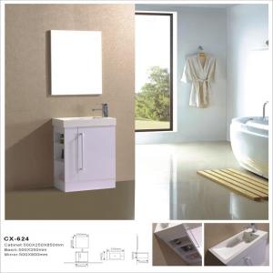 China Side Open MDF Bathroom Cabinet With Mirror , Stand Alone Bathroom Vanity on sale