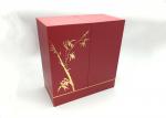Fan Shaped Open PU Leather Box / Magnetic 3 Wine Bottles Red Paper Cardboard Box