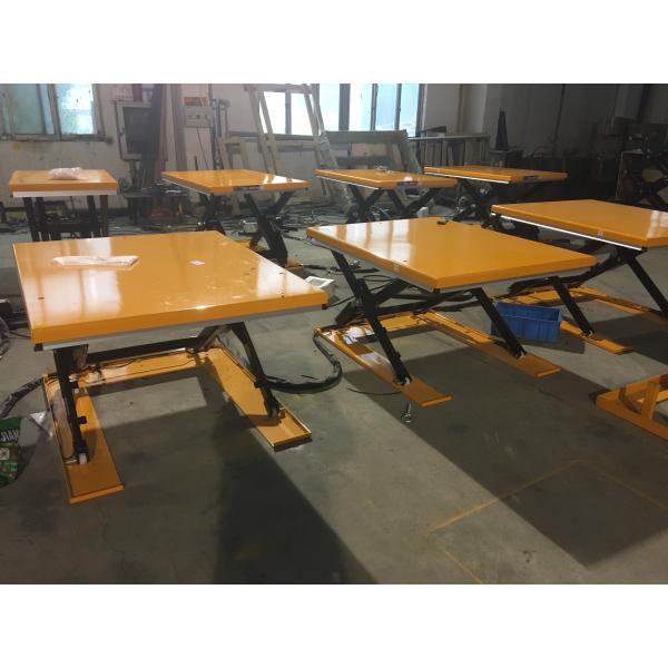 1000kg Ultra Low Profile Lift Table Cart Electric Yellow Pit Free