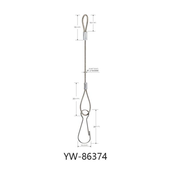 Steel Wire Rope Sling With Loop And Lanyard Hooks 1.2*600mm YW86374