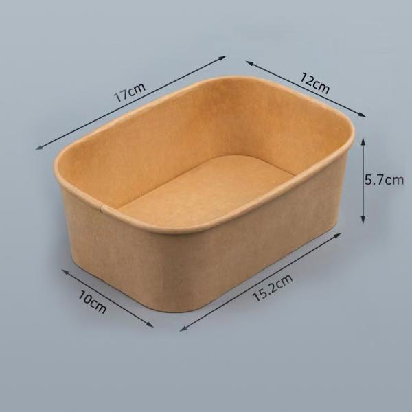 Kraft Square Paper Bowl With Flat Lid Biodegradable Fast Food Container