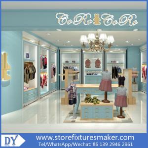 China Custom nice fashion  design wooden lacquer Childrens Clothing Stores display showcase furniture  with good price on sale