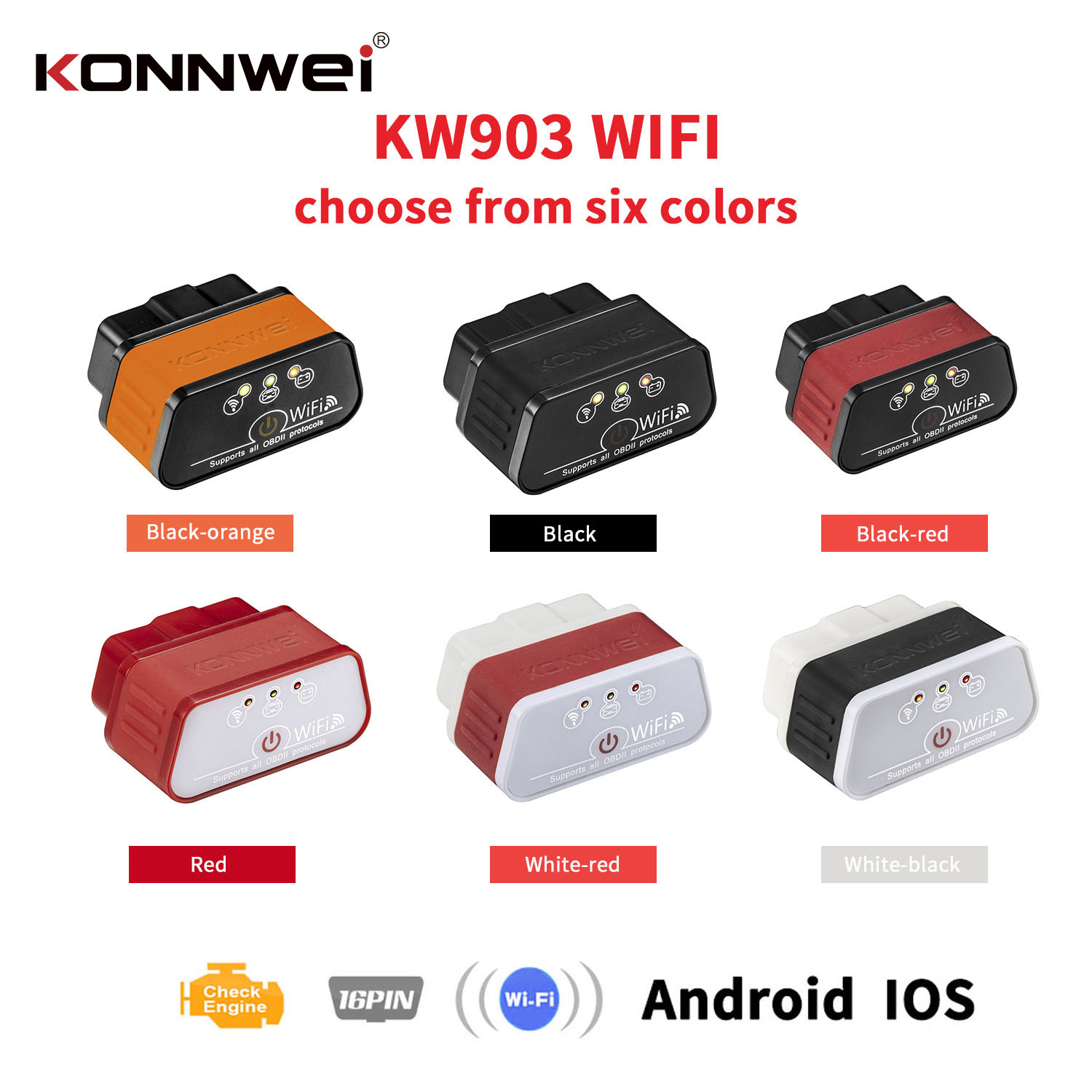 16 Pin Portable WIFI Diagnostic Scanner Wifi Diagnostics Android With Free Torque
